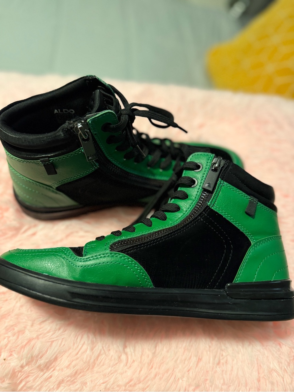 ALDO Green and Black High-Top Sneakers